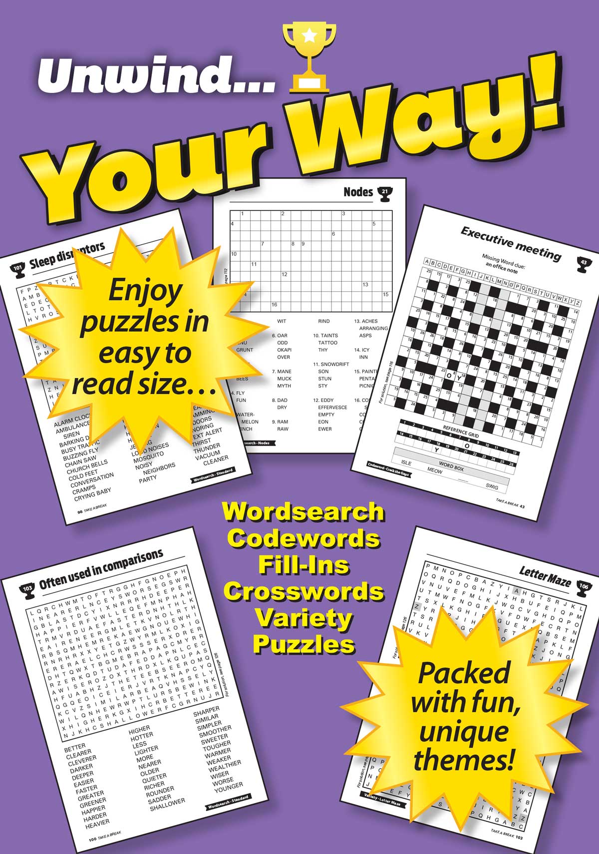 Take a Break - First Choice Word Search: 100+ Puzzles, Codewords, Fill-Ins, Crosswords, Variety Puzzles, Solutions, Word Game Fun For Everyone, Relax, Unwind Your Way, Unplug, Reduce Stress & Solve!