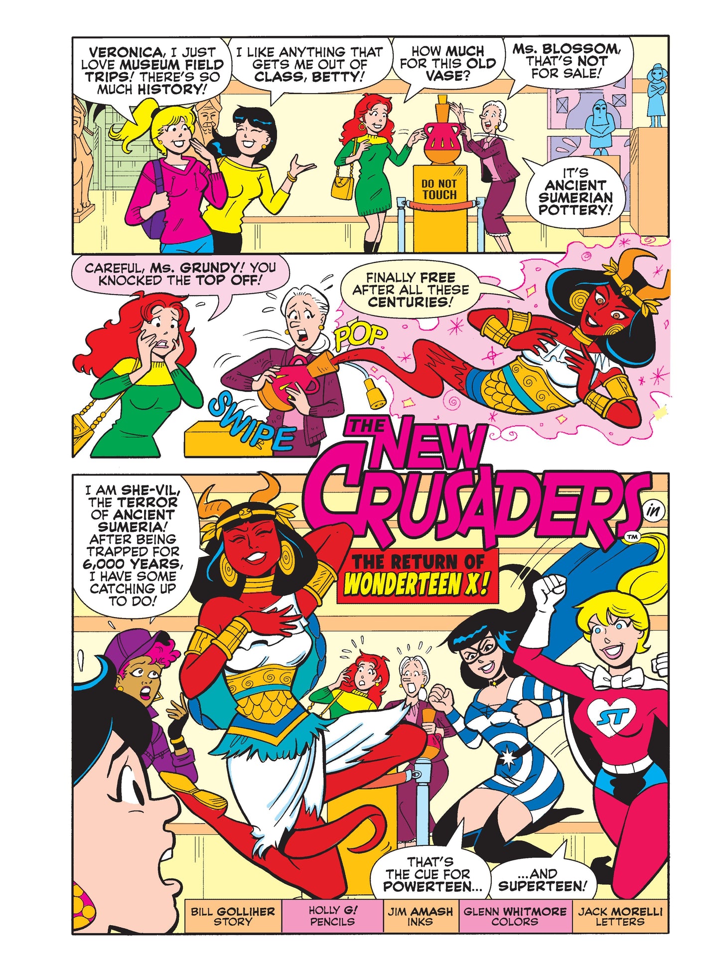 World Of Betty & Veronica Jumbo Comics Digest - Broken Urn In Riverdale Museum Unleashes Ancient Spirit, Up To PowerTeen, SuperTeen & New Superhero WonderTeen X To Contain Spirit & Save The Day!