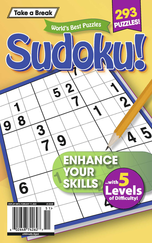 Take a Break - Sudoku 244801: 293 Puzzles, 5 Levels Of Difficulty, Hours Of Mind-Boosting Fun, Brain Challenges, Relax, Unwind, Unplug, Recharge, De-Stress, Enhance Your Skills & Solve!