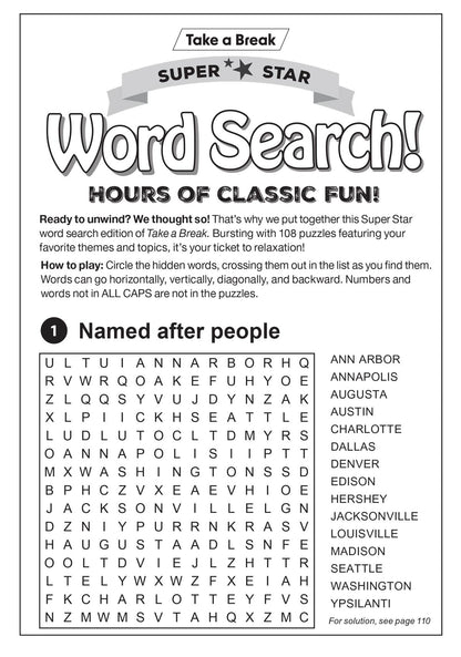 Take a Break - Superstar Word Search 25.05.30: Over 100 Puzzles, Classic Fun, Easy To Read, Fun To Play, Relax, De-Stress, Sharpen Your Mind & More!