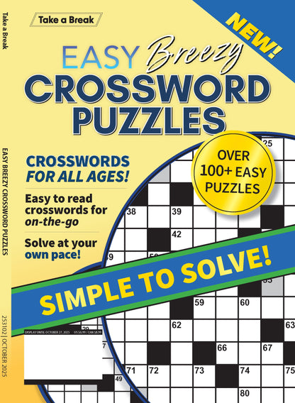 Take a Break - Easy Breezy Crossword 25.07.25: Over 100 Easy Puzzles, Crosswords For All Ages, Simple To Solve &  At Your Own Pace, Relax & Unwind, Great For On-The-Go & More!