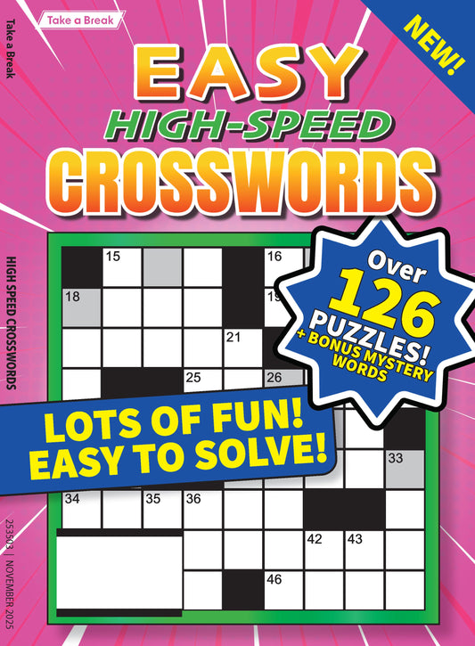 Take a Break - Easy Highspeed Crossword 25.08.22: Over 126 Puzzles, Crosswords For All Ages, Bonus Mystery Words, Simple To Solve, Relax & Unwind, Great For Travel, Brain Booster & More!