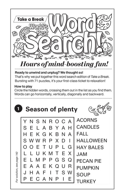 World's Best Puzzle - Word Search 25.09.12: Large Print, 71 Autumn Themed Puzzles, Fall, Thanksgiving, Easy, Seasonal Fun, Relax, Unwind, Great For Travel & More!