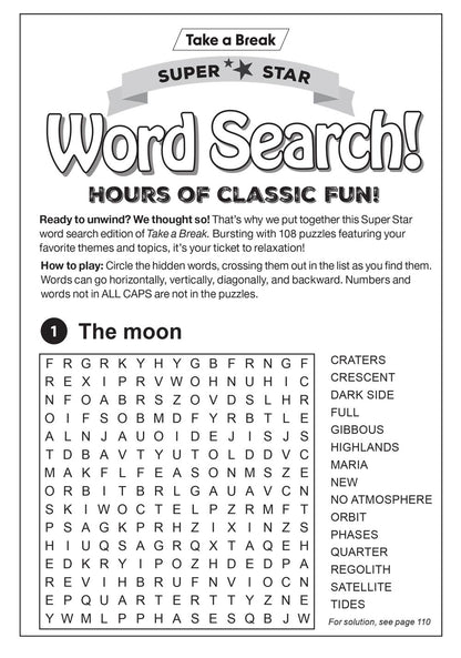 Take a Break - Superstar Word Search 25.10.24: Over 100 Puzzles, Classic Fun, Easy To Read, Fun To Play, Relax & Unwind, Great For Travel, Brain Booster & More!