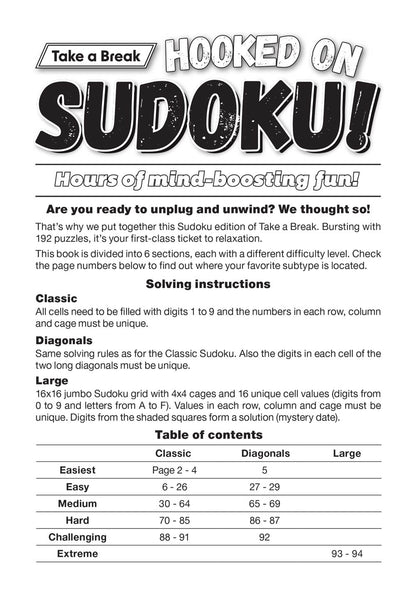 Take a Break - Hooked On Sudoku 25.11.21: Get Your Sudoku Fix Here, Fun For Everyone, Relax & Unwind, Great For Travel, Brain Booster