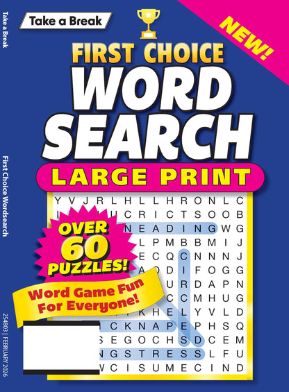 Take a Break - First Choice Word Search 25.11.21: Large Print, Over 60 Puzzles, Word Game Fun For Everyone, Relax & Unwind, Great For Travel, Brain Booster & More!