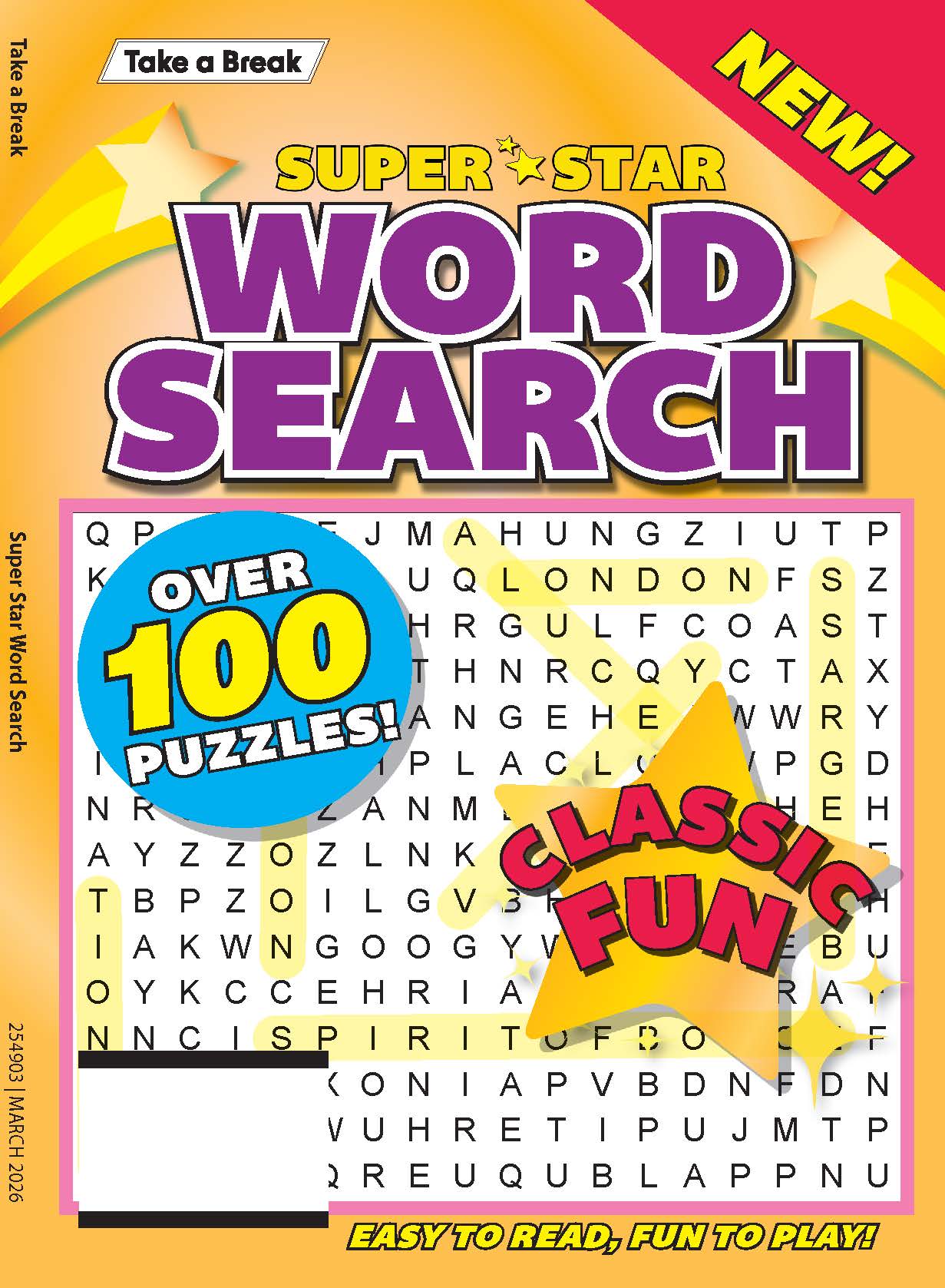 Take a Break - Superstar Word Search 25.11.28: Over 100 Puzzles, Classic Fun, Easy To Read, Fun To Play, Relax & Unwind, Great For Travel, Solve & More!