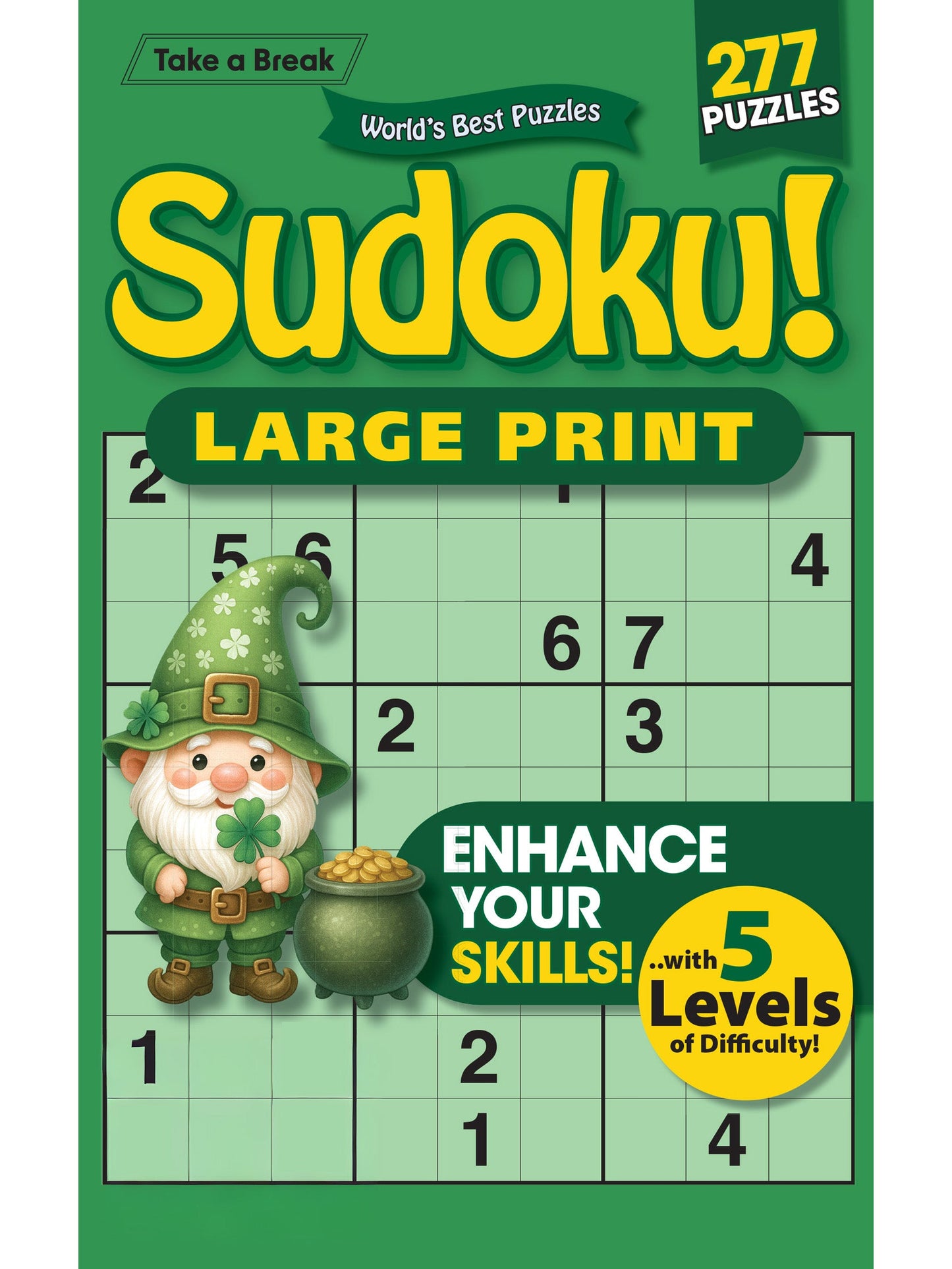 World's Best Puzzle - Sudoku 26.01.09: Large Print, 277 Puzzles, St. Patrick & Leprechaun Themed,  5 Levels Of Difficulty, Relax & Unwind, Great For Travel, Brain Booster & More!