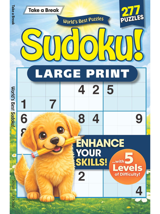 World's Best Puzzle - Sudoku 26.04.03: Large Print, 277 Puzzles, 5 Levels Of Difficulty, Relax & Unwind, Great For Travel, Sharpen Your Brain