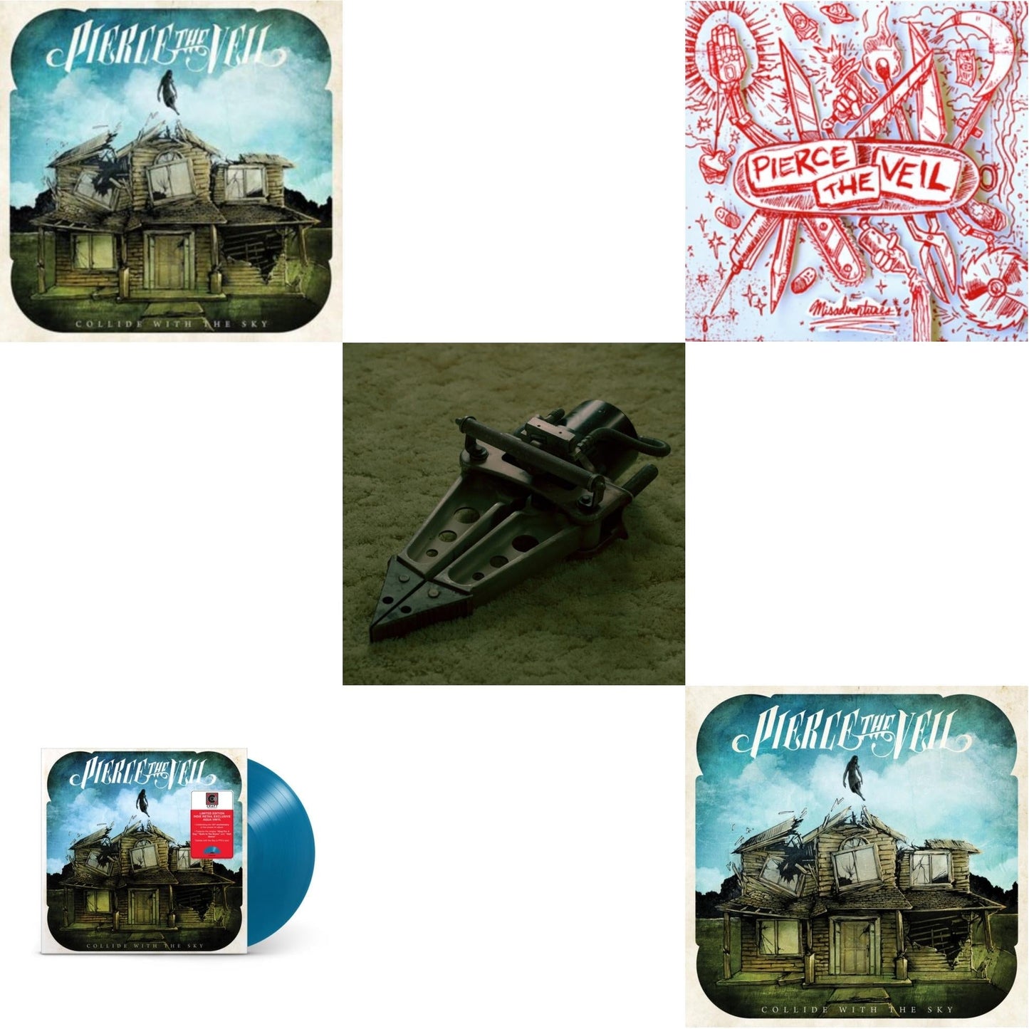 Pierce The Veil - Misadventures & Collide With The Sky & Jaws Of Life & Collide With The Sky (Aqua Color LP Vinyl) & Collide With The Sky (Sea Blue LP Vinyl)