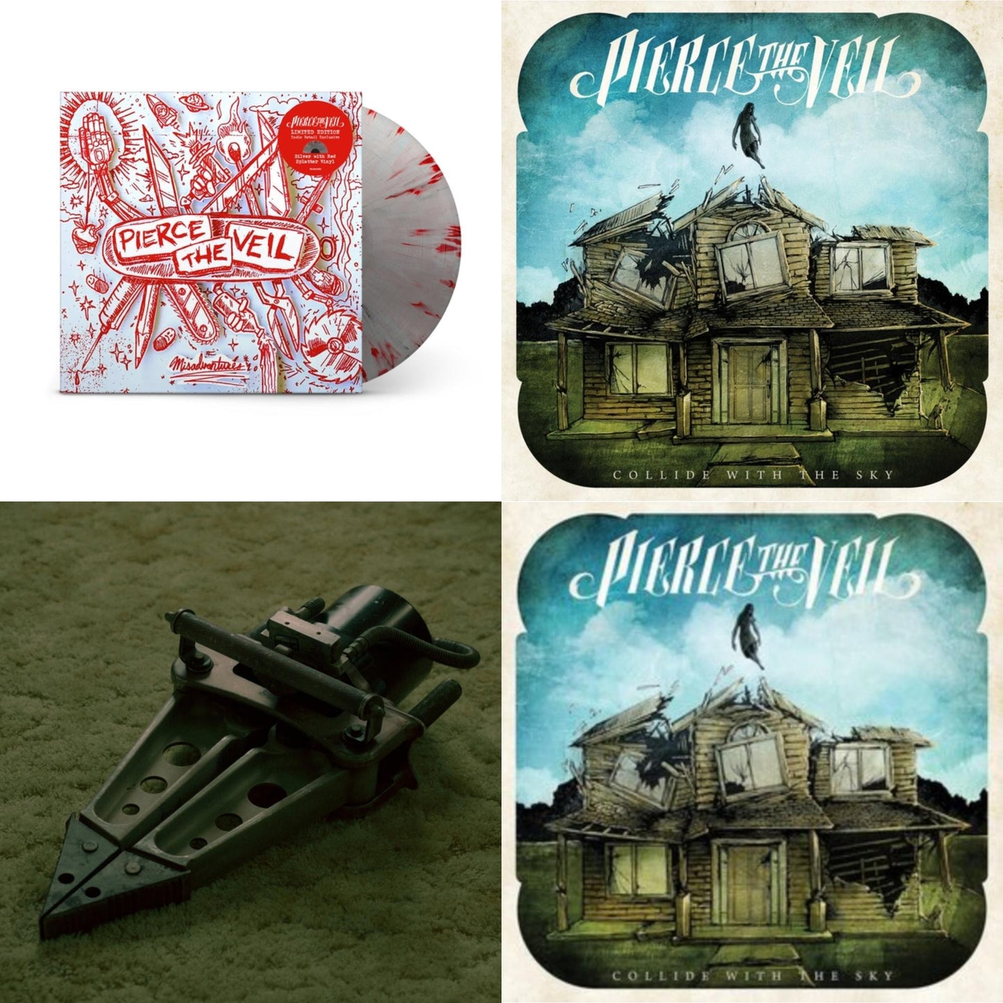 Pierce The Veil - Collide With The Sky & Jaws Of Life & Misadventures (Silver With Red Splatter LP Vinyl) & Collide With The Sky (Sea Blue LP Vinyl)