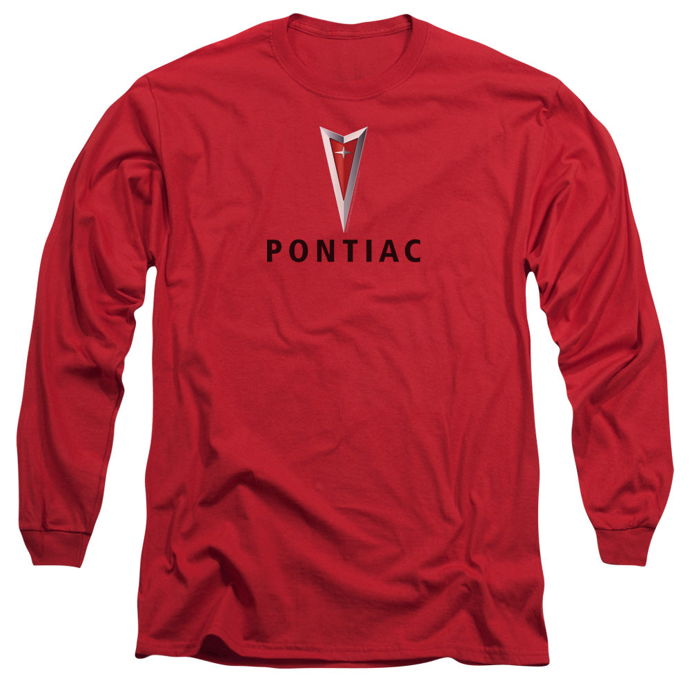 Pontiac Centered Arrowhead Mens Long Sleeve Shirt Red