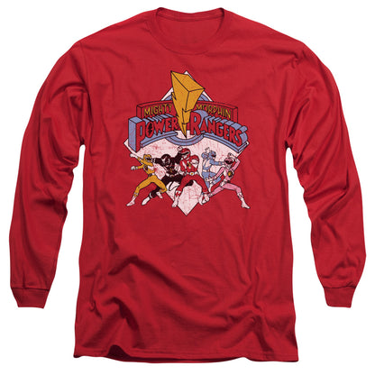 Power Rangers Retro Rangers Mens Long Sleeve Shirt Red