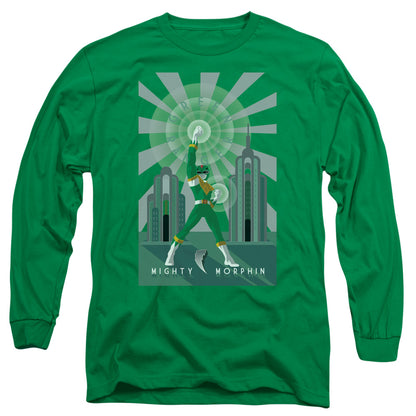 Power Rangers Green Ranger Deco Mens Long Sleeve Shirt Kelly Green