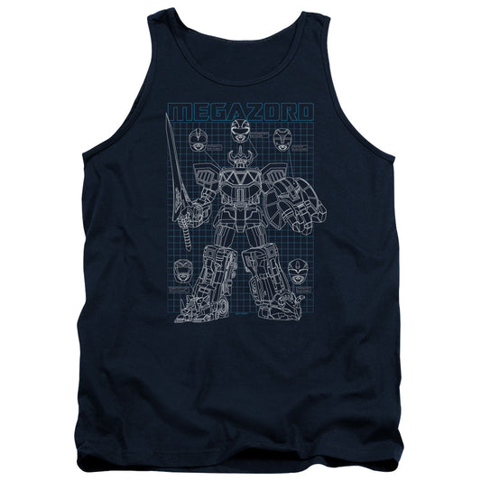 Power Rangers Mega Plans Mens Tank Top Shirt Navy