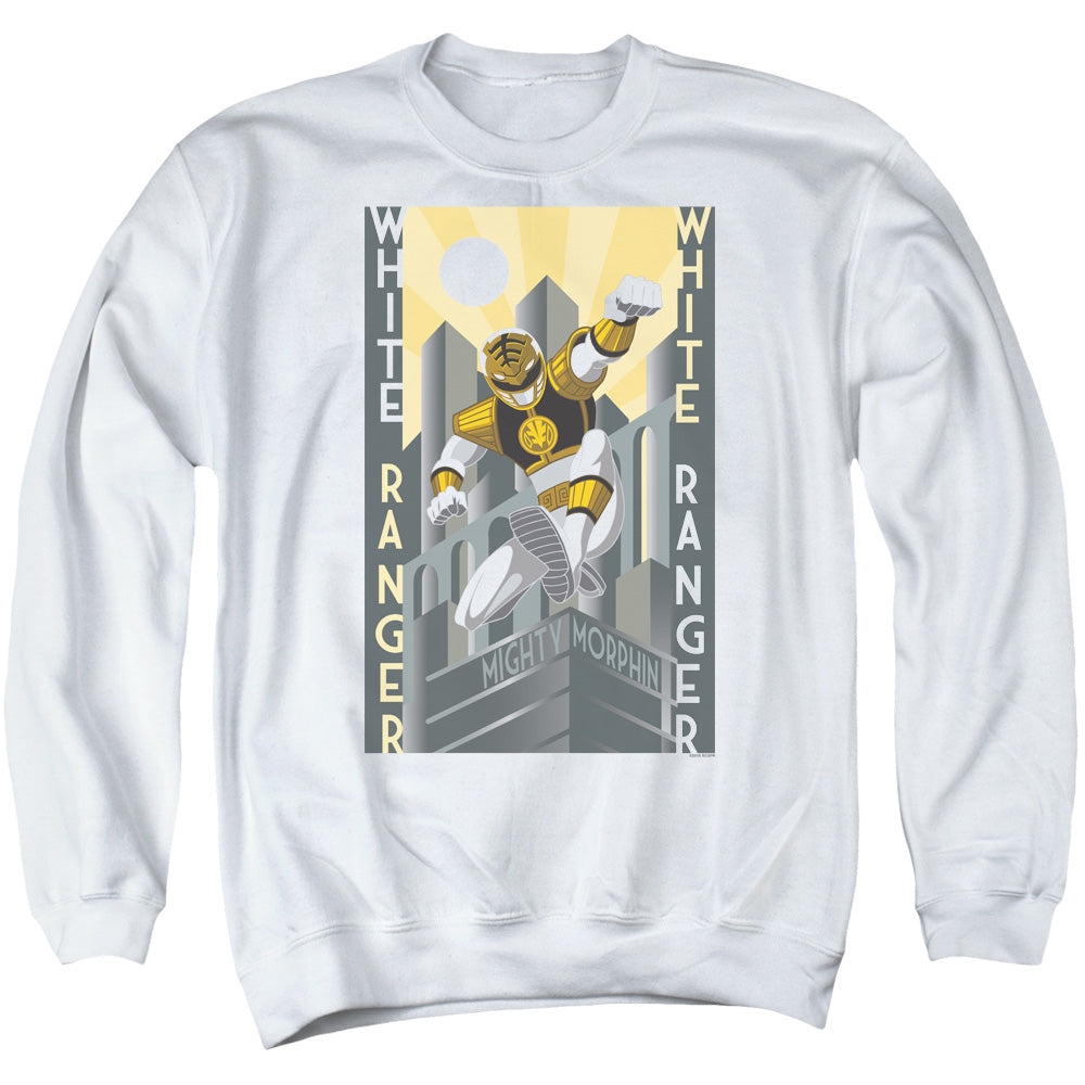 Power Rangers White Ranger Duo Mens Crewneck Sweatshirt White