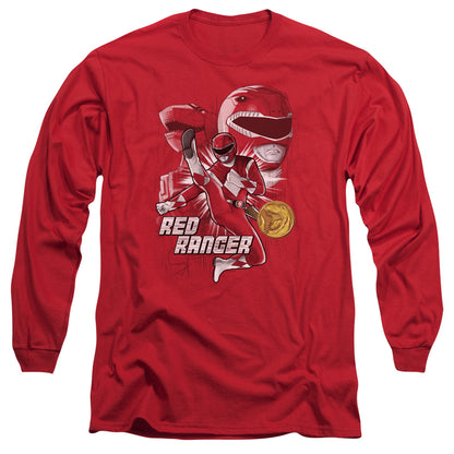 Power Rangers Red Ranger Mens Long Sleeve Shirt Red