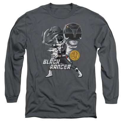 Power Rangers Black Ranger Mens Long Sleeve Shirt Charcoal