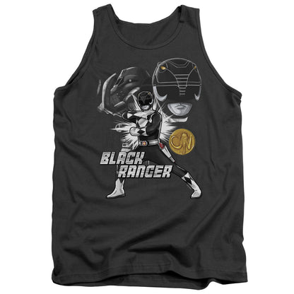 Power Rangers Black Ranger Mens Tank Top Shirt Charcoal