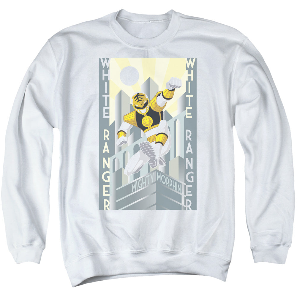 Power Rangers White Ranger Deco Mens Crewneck Sweatshirt White