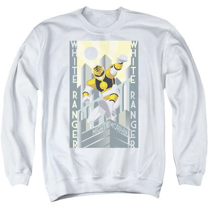 Power Rangers White Ranger Deco Mens Crewneck Sweatshirt White