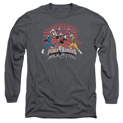 Power Rangers Ninja Blast Mens Long Sleeve Shirt Charcoal