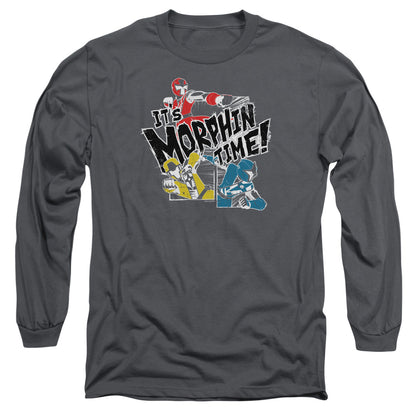 Power Rangers Panels Mens Long Sleeve Shirt Charcoal Officially Licensed
