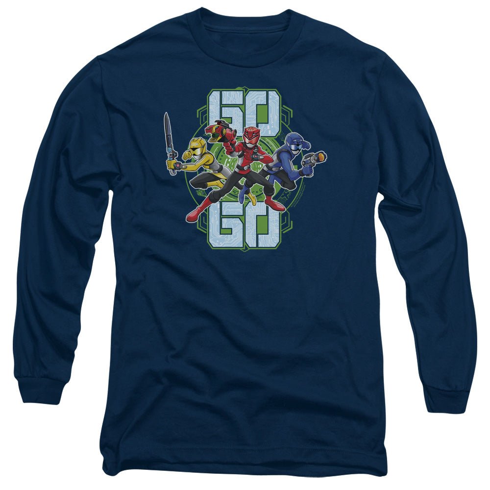 Power Rangers Go Go Mens Long Sleeve Shirt Navy Officially Licensed