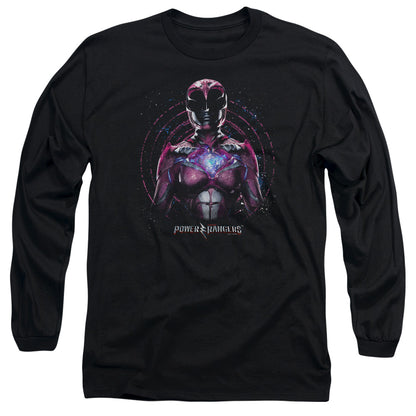 Power Rangers Pink Ranger Mens Long Sleeve Shirt Black Officially Licensed