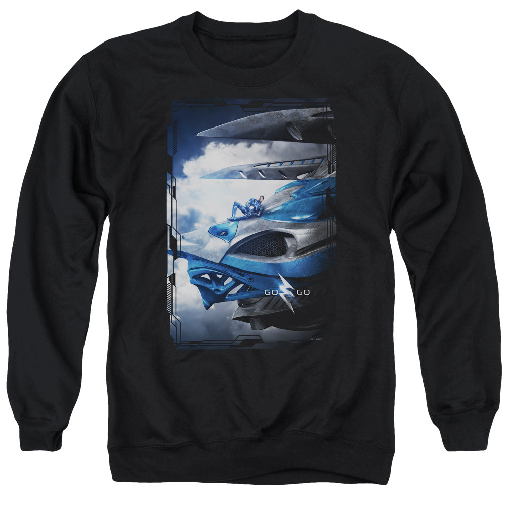 Power Rangers Blue Zord Poster Mens Crewneck Sweatshirt Black Officially Licensed