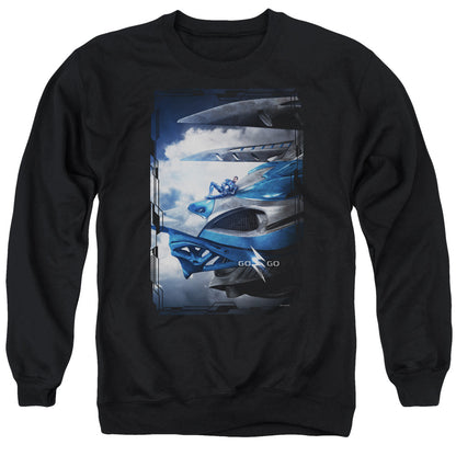 Power Rangers Blue Zord Poster Mens Crewneck Sweatshirt Black Officially Licensed