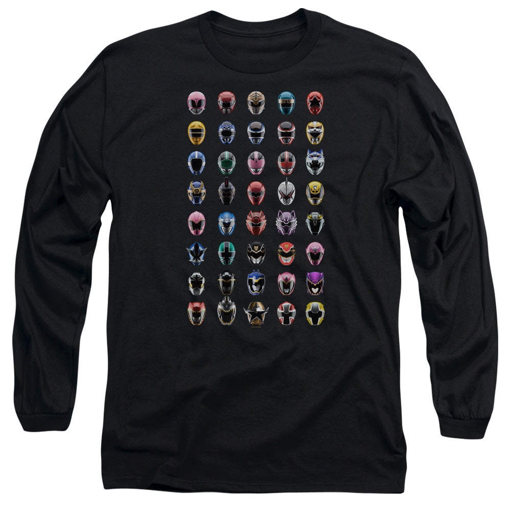 Power Rangers Visual Timeline Mens Long Sleeve Shirt Black Officially Licensed