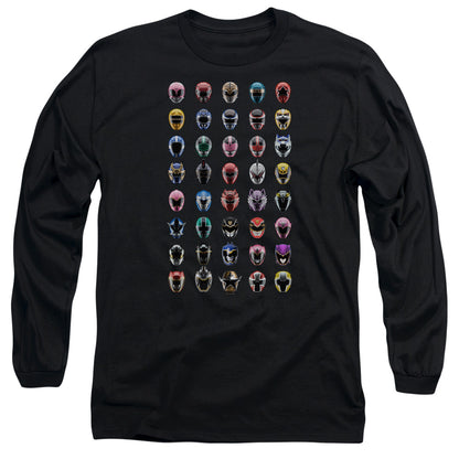 Power Rangers Visual Timeline Mens Long Sleeve Shirt Black Officially Licensed