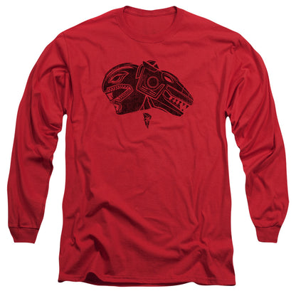 Power Rangers Red Mens Long Sleeve Shirt Red Officially Licensed