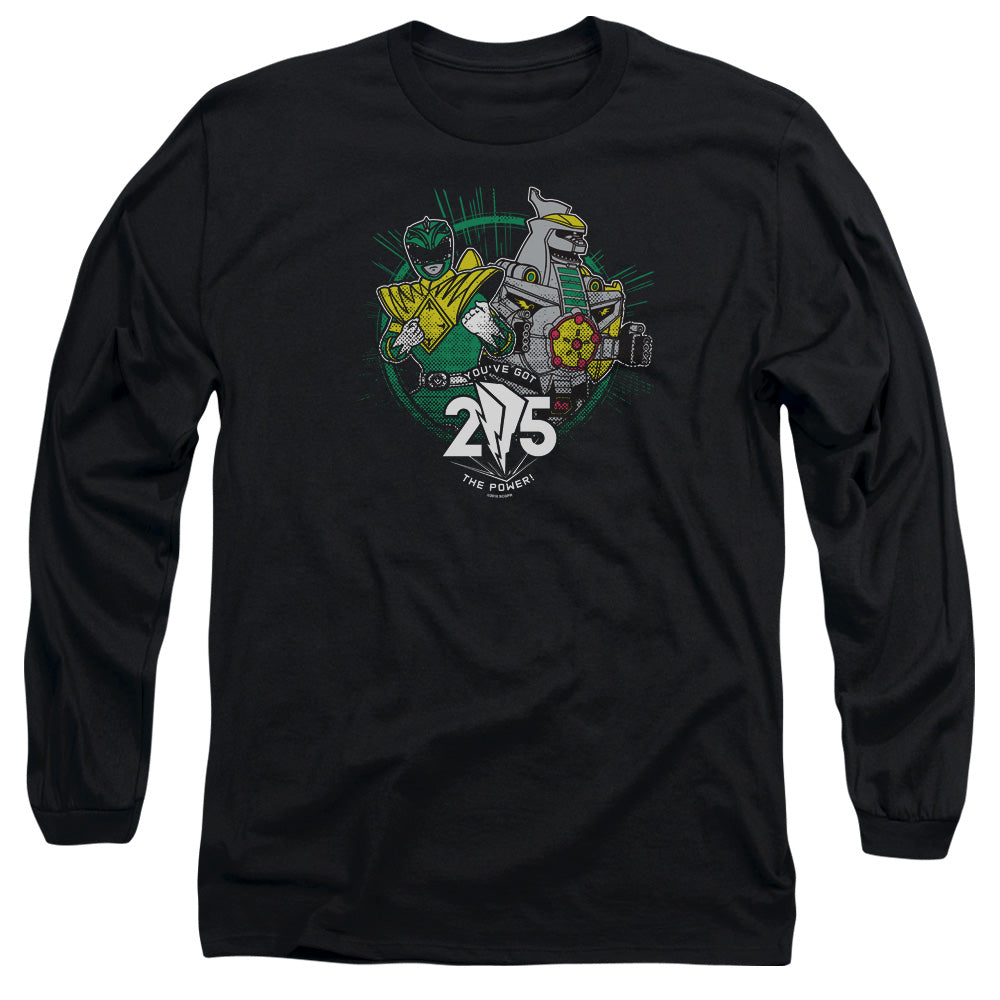 Power Rangers Green 25 Mens Long Sleeve Shirt Black Officially Licensed