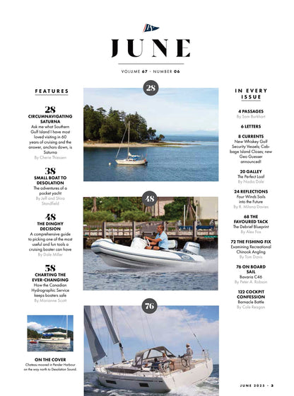 Pacific Yachting - June 2025: Pocket Yacht To Desolation, Circumnavigating Saturna, Dinghy Buyer's Guide, Canadian Hydrographic Service, Examining Recreational Chinook Angling & More!
