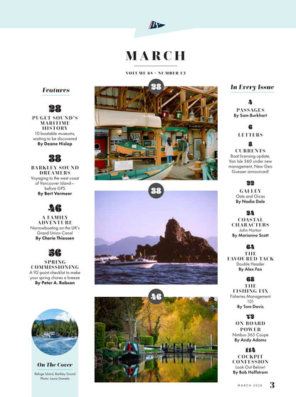 Pacific Yachting - March 2026: Spring Commissioning Maintenance Checklist, Plus The Ultimate Haul-Out Guide, Barkley Sound Dreamers, Puget Sound's Maritime History, Nimbus 365 Coupe & More!