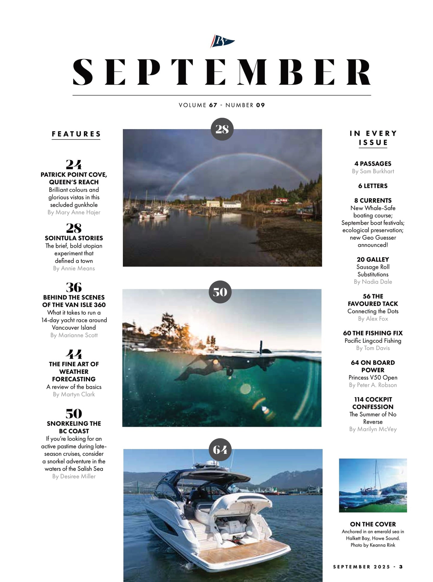 Pacific Yachting - September 2025: BC Coast's Top Snorkeling Spots, Weather Forecasting, Sointula Stories, Patrick Point Cove & Queen’s Reach, Inside The Van Isle 360, Lingcod Fishing Guide & More!