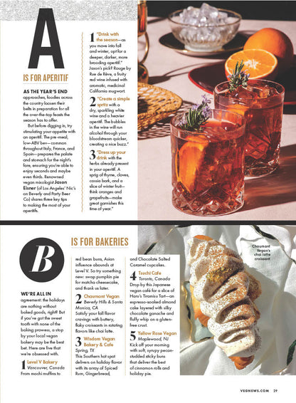 VegNews Holiday Issue 2023 - 100 Tips & Recipes, Plant-Based Food & Lifestyle, A-To-Z Guide For The Holidays, Miyoko Schinner Interview, Chocolate, Gifts, Vegan Beauty Awards, Trends & Travel Getaway!