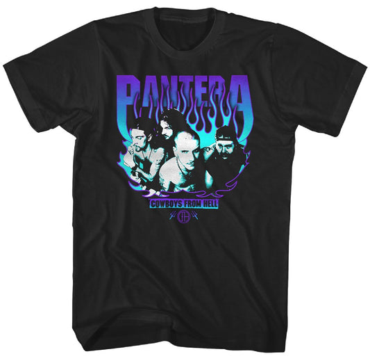 Pantera Cowboys from Hell Purple Flame Mens T Shirt Black