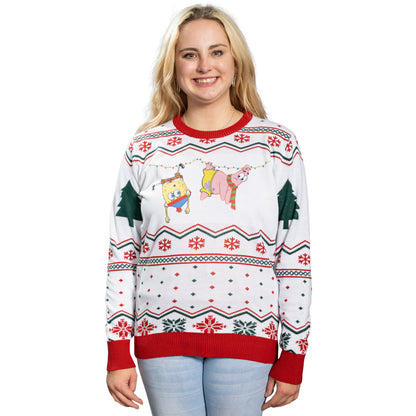 Hanging Lights SpongeBob and Patrick Christmas Sweater