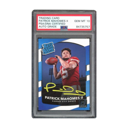 Patrick Mahomes 2017 Donruss Rated Rookie Card PSA 10 Autographed