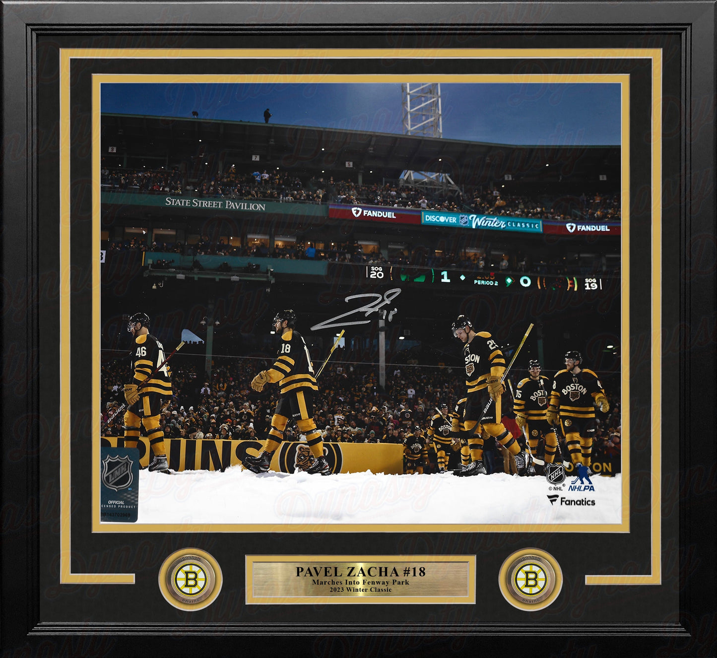 Pavel Zacha 2023 Winter Classic Entrance Boston Bruins Autographed 11" x 14" Framed Hockey Photo