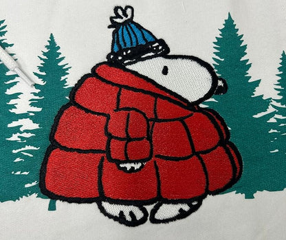 Officially Licensed Peanuts Snoopy Stay Cozy Embroidered Hoodie Adult Unisex Pullover