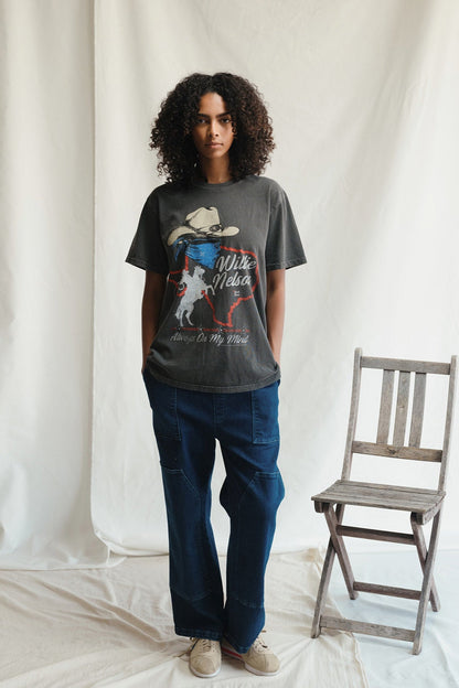 Willie Nelson Always On My Mind Womens Tee Shirt Black