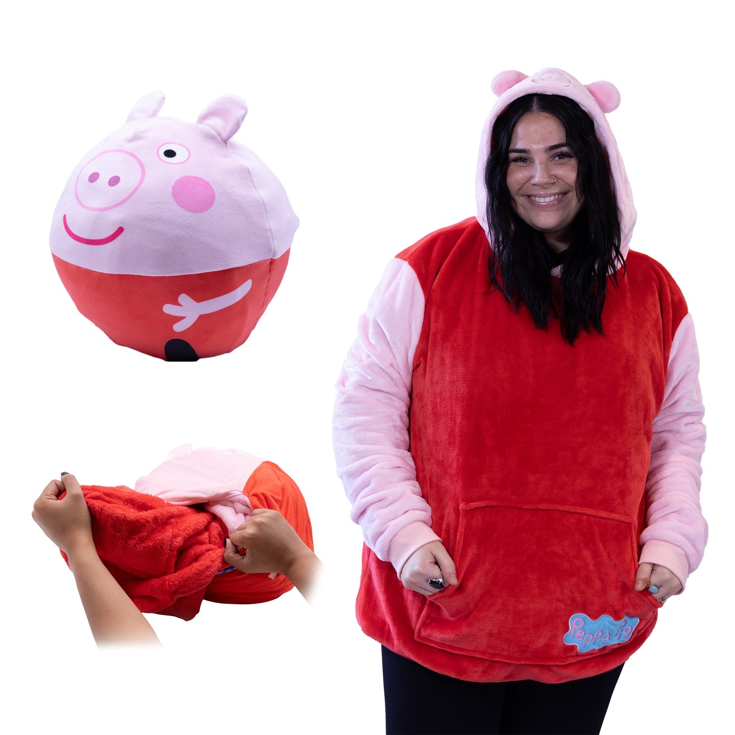 Hasbro | Peppa Pig Adult Snugible | Blanket Hoodie & Pillow