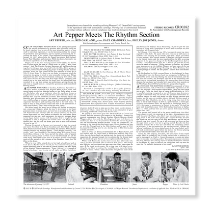 Art Pepper Meets The Rhythm Section: Contemporary Records Acoustic Sounds Series (180g LP) Vinyl Record