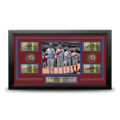 Philadelphia Phillies Anthem 8x10 Framed Photo & Engraved Autographs - Harper Bohm Turner Schwarber