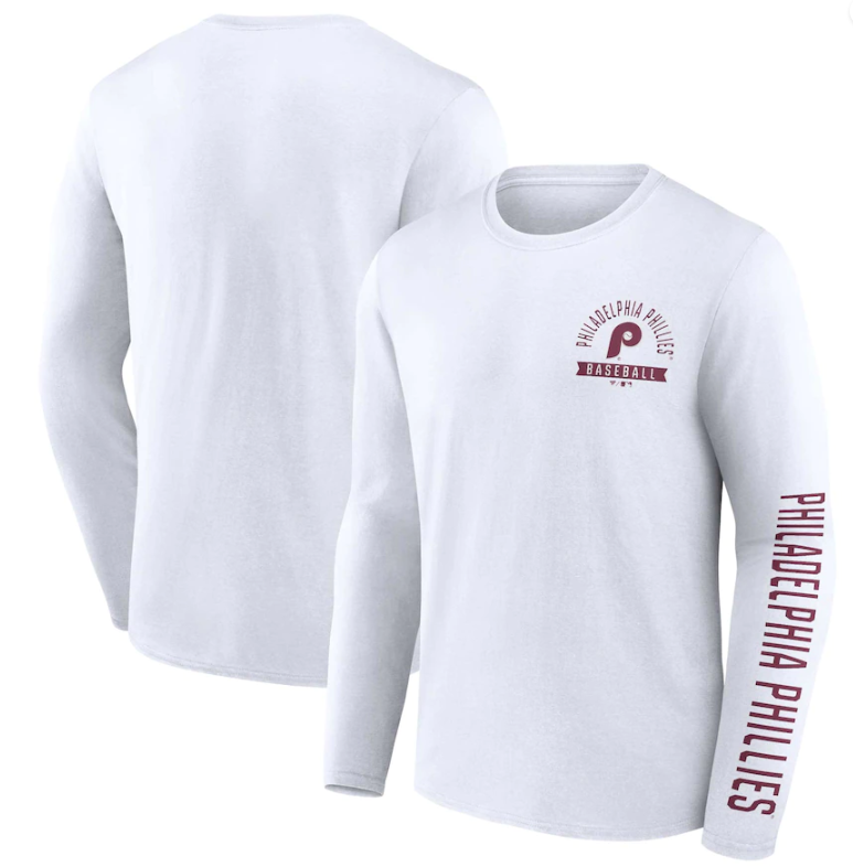 Philadelphia Phillies Long Sleeve Press Box Throwback Shirt