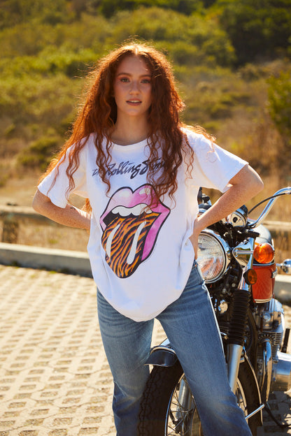 Rolling Stones Pop Womens Tee Shirt White